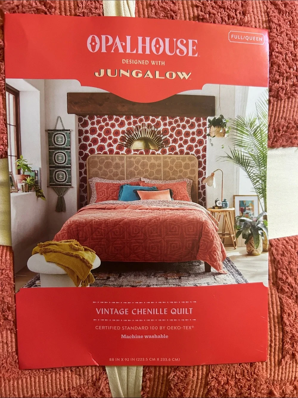 Opalhouse Jungalow F/Q Vintage Chenille Apricot Quilt and Shams Set